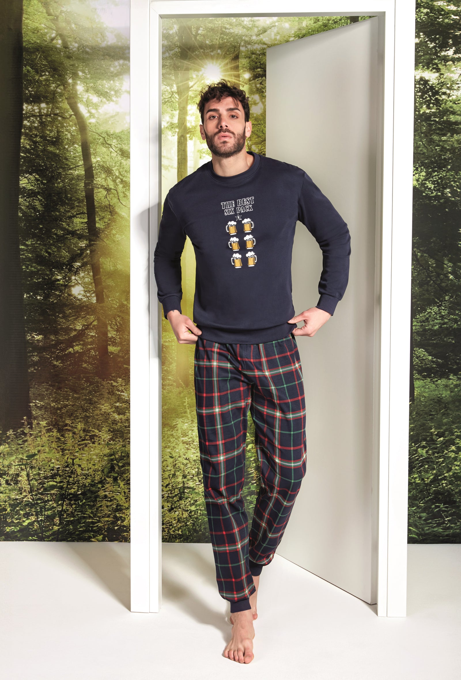 ATLAS FOR MEN - Pigiama da uomo in micropile - Manica lunga - Caldo e