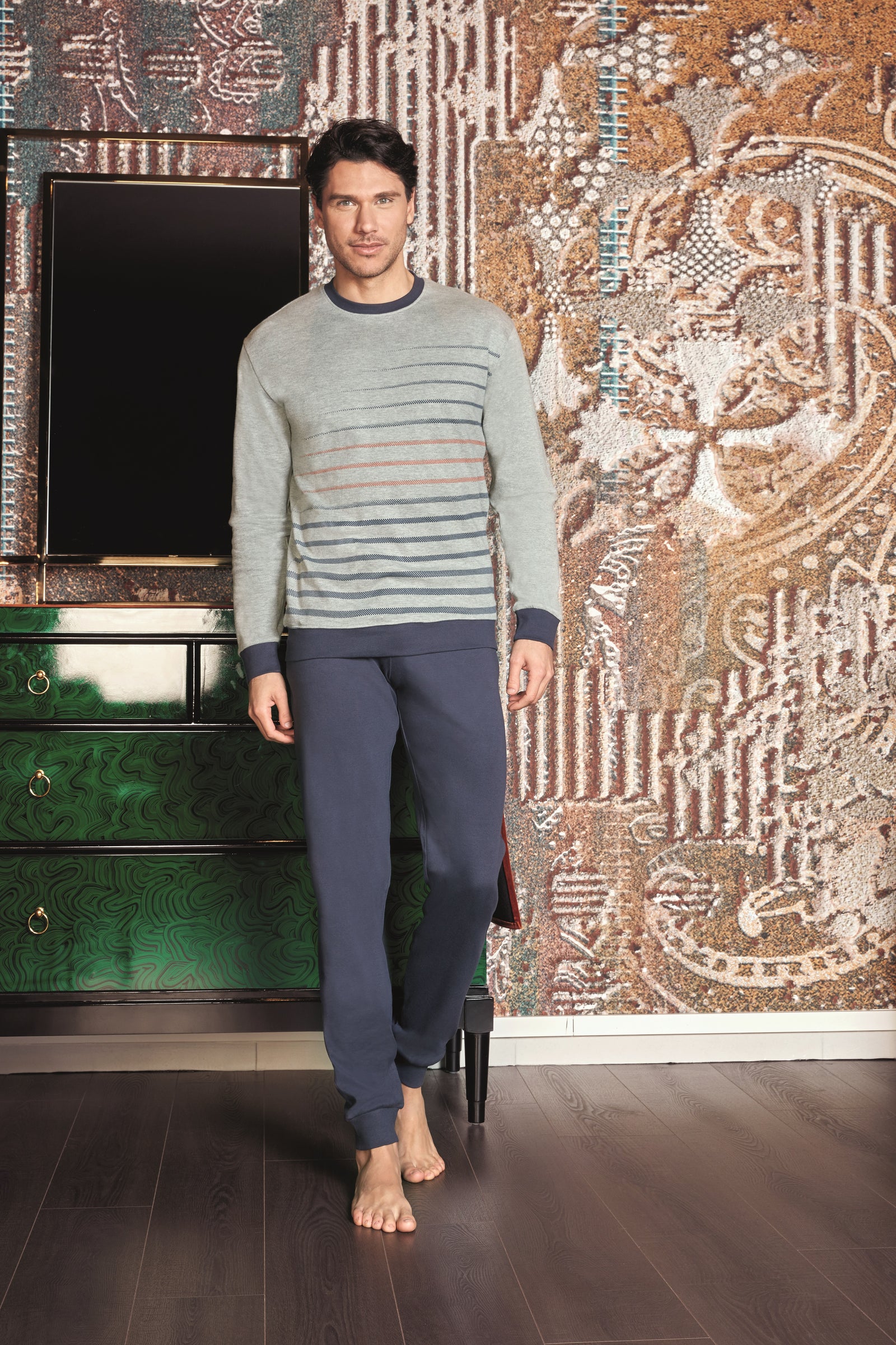 Abbigliamento Comodo Per Dormire Lounge Wear Uomo Pantaloni Pigiama In Cotone Inverno Caldo Jogger Da Uomo Pigiameria Lounge Wear Leggero Nightwear Pantaloni Morbidi, Blu, M - Foto 4